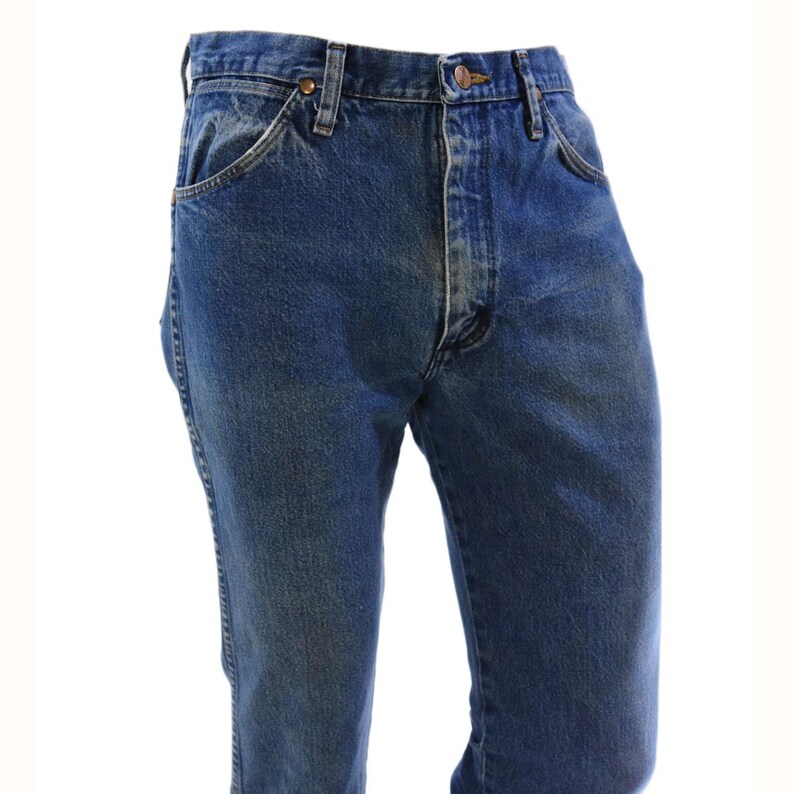 90s Vintage Wrangler Dark Wash Straight Leg Jeans Mens 33x30 South Western Pants image 4