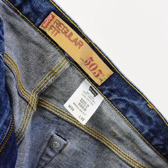 90s Vintage Mens 32 x 32 Levis 505 Dark Wash Stra… - image 7