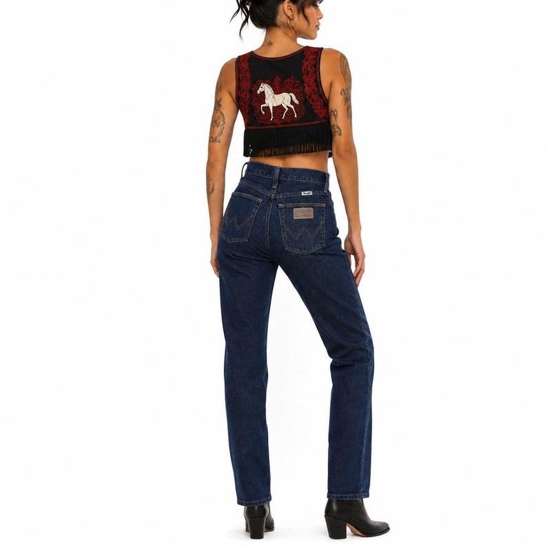 Vintage Wrangler Denim Jeans Womens 8 Dark Wash High Waist Stovepipe Straight image 2