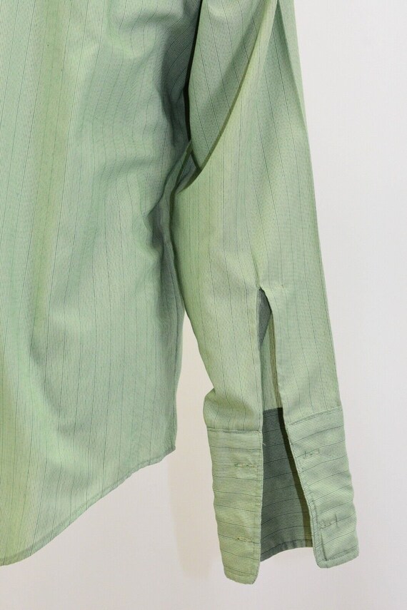 80s Vintage Mens Green Tonal Striped Shirt Size X… - image 5