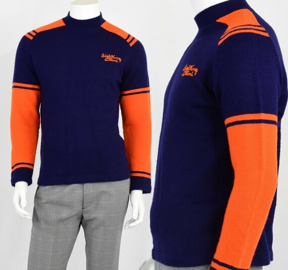 70s vintage Fighting Illini sweater mens L striped