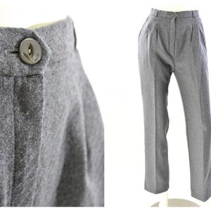 80s Vintage Gray High Pleated Waist Pants Womens 2 Straight Leg US Clothing Co