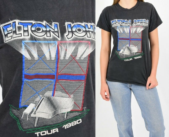 80s Vintage Elton John T Shirt Elton John Tour T … - image 1