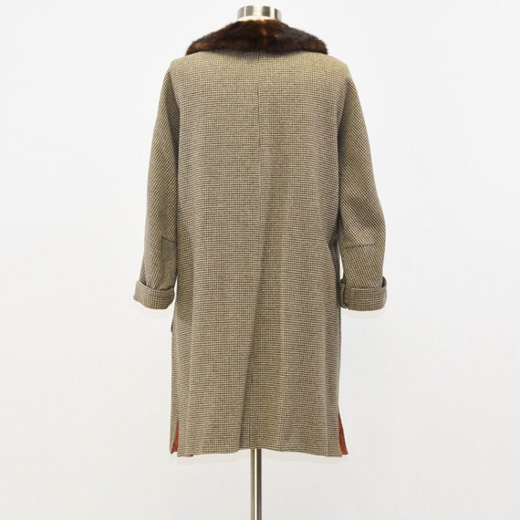50s Vintage Womens Plaid Wool Coat Mink Collar Si… - image 6