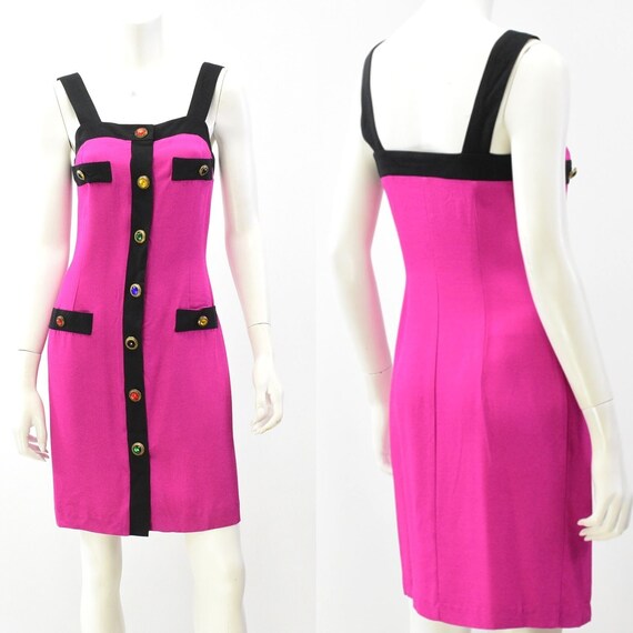 80s Vintage Womens XS Sue Wong Vibrant Magenta Wi… - image 1