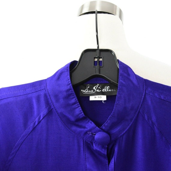 Vintage 90s Royal Purple Satin Raglan Top Blouson… - image 5