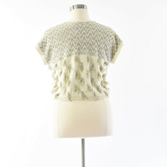 80s Vintage Cropped Fringed Sleeveless Sweater To… - image 5