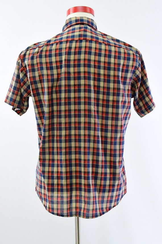 60s Vintage Mens M Checkered Short Sleeve Shirt S… - image 5
