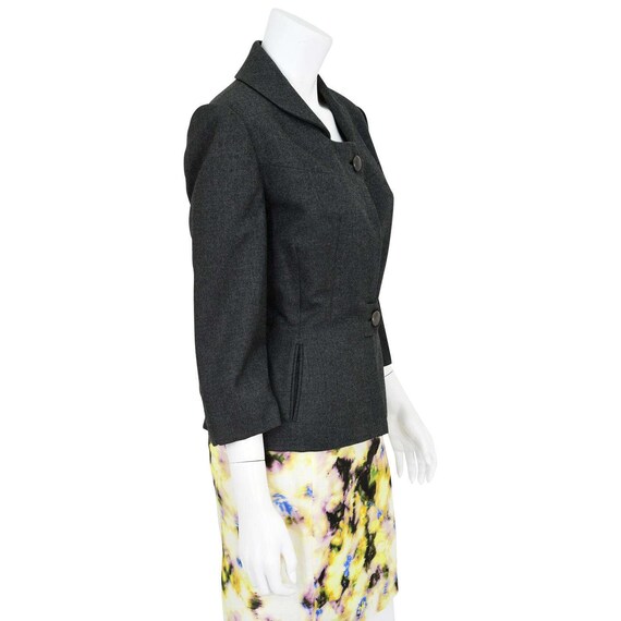 Stunning 40s Vintage Peplum Blazer Charcoal Gray … - image 3