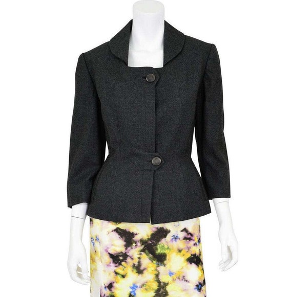 Stunning 40s Vintage Peplum Blazer Charcoal Gray … - image 1