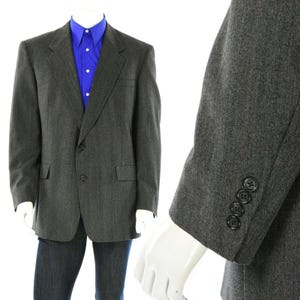 Mens 46L Hart Schaffner Marx Virgin Wool Pin Striped Suit Blazer