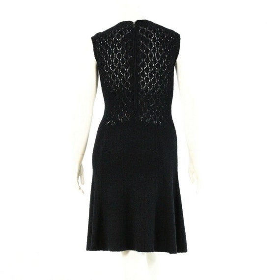 60s vintage black knit a-line dress Womens M - image 7