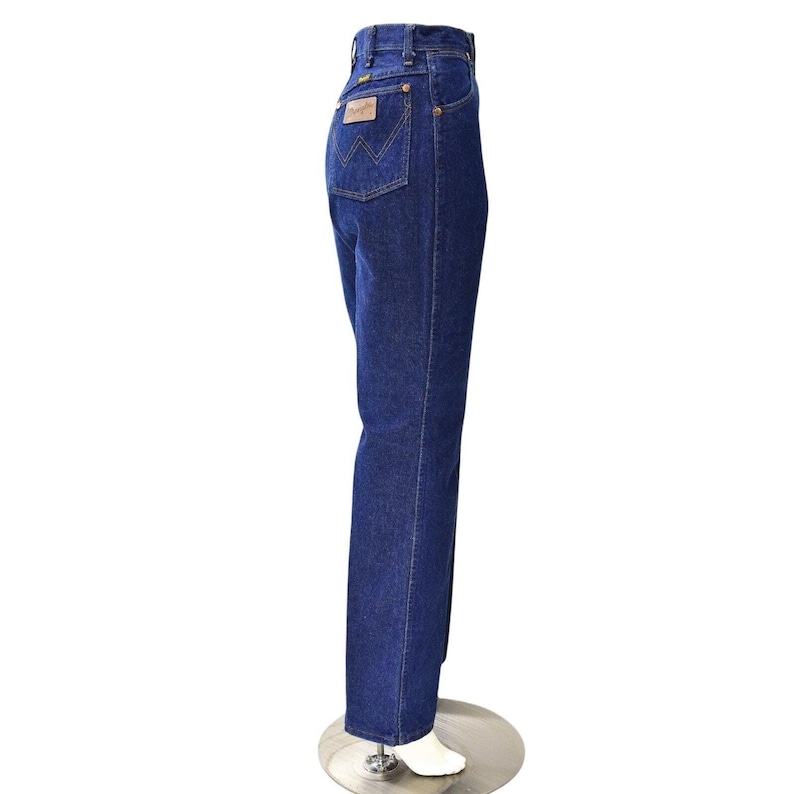 70s Vintage Wrangler Jeans Blue Wash High Waist Straight Leg Women 2 Rigid Denim image 7