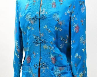 80s Womens M Peony Brand Reversible Asian Jacket Blazer Frog Closures