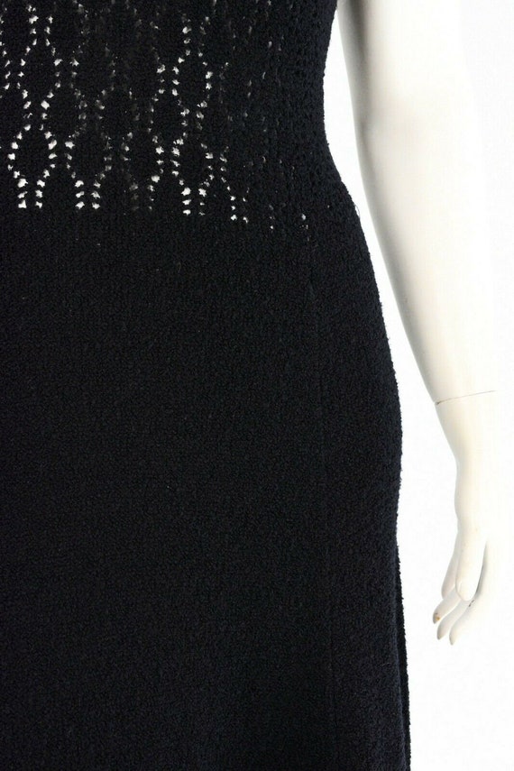 60s vintage black knit a-line dress Womens M - image 4