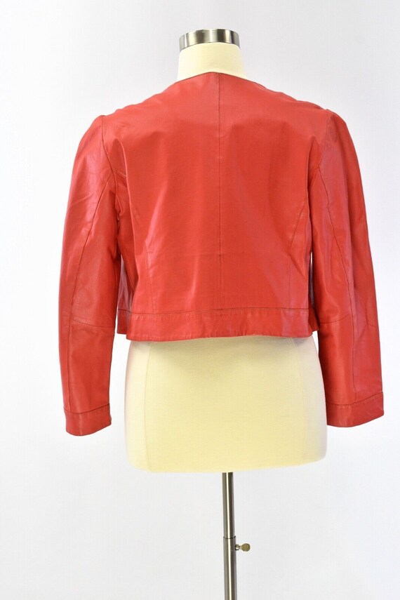 Jessica London Orange Cropped Leather Jacket Bow … - image 4