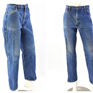 80s Vintage Rustler Jeans Medium Stone Wash Straight Leg High Waist Womens 16