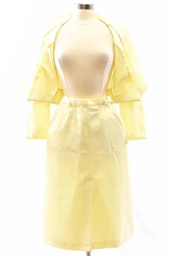 70s Vintage Yellow Skirt Suit Nipped Waist Croppe… - image 5