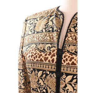 Adrianna Papell Baroque Silk Blazer Womens 8 Vintage Paisley Brown Jacket image 9