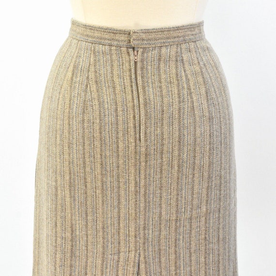 70s Vintage Striped Wool Skirt Suit Womens L Blue… - image 9