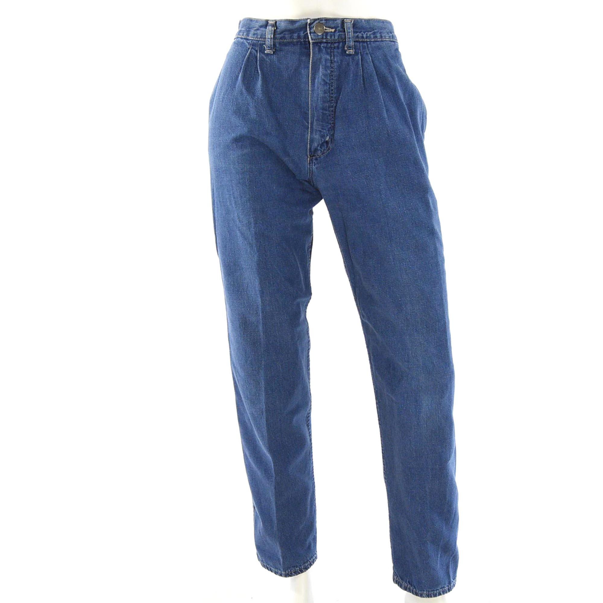 70s Vintage Pleated Wrangler Jeans Stovepipe Leg High Waist Denim