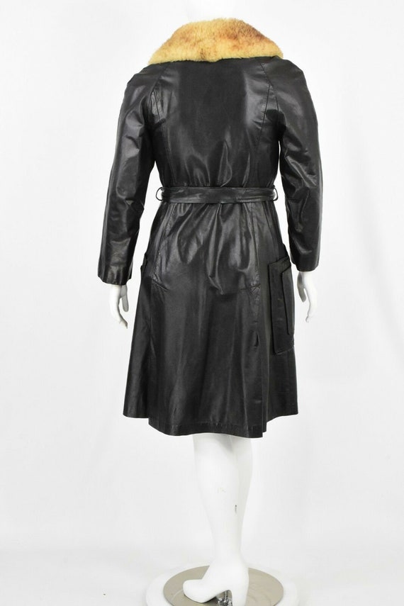 50s vintage leather & shearling wrap coat shearli… - image 6