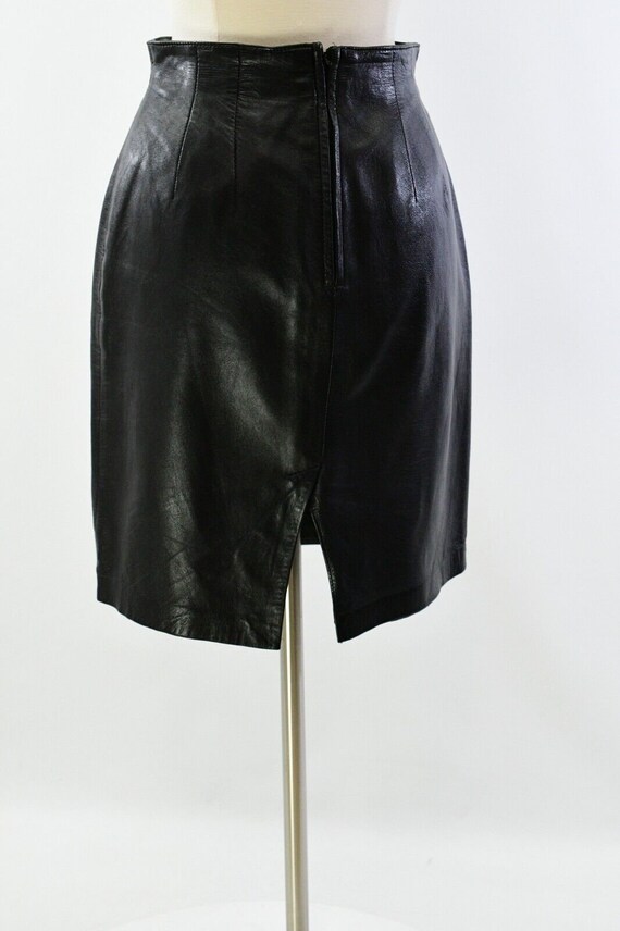 90s Vintage Lamb Leather Skirt Evan Davies Size 8… - image 3