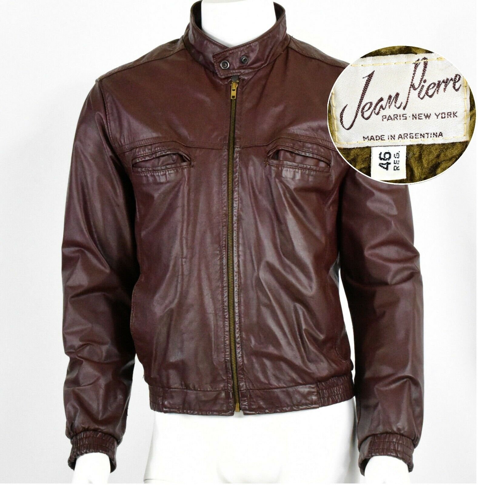 70s Vintage Mens L Leather Utility Jacket Zip Out Liner 70s Vintage Mens L Leather Utility Jacket Zip Out Liner