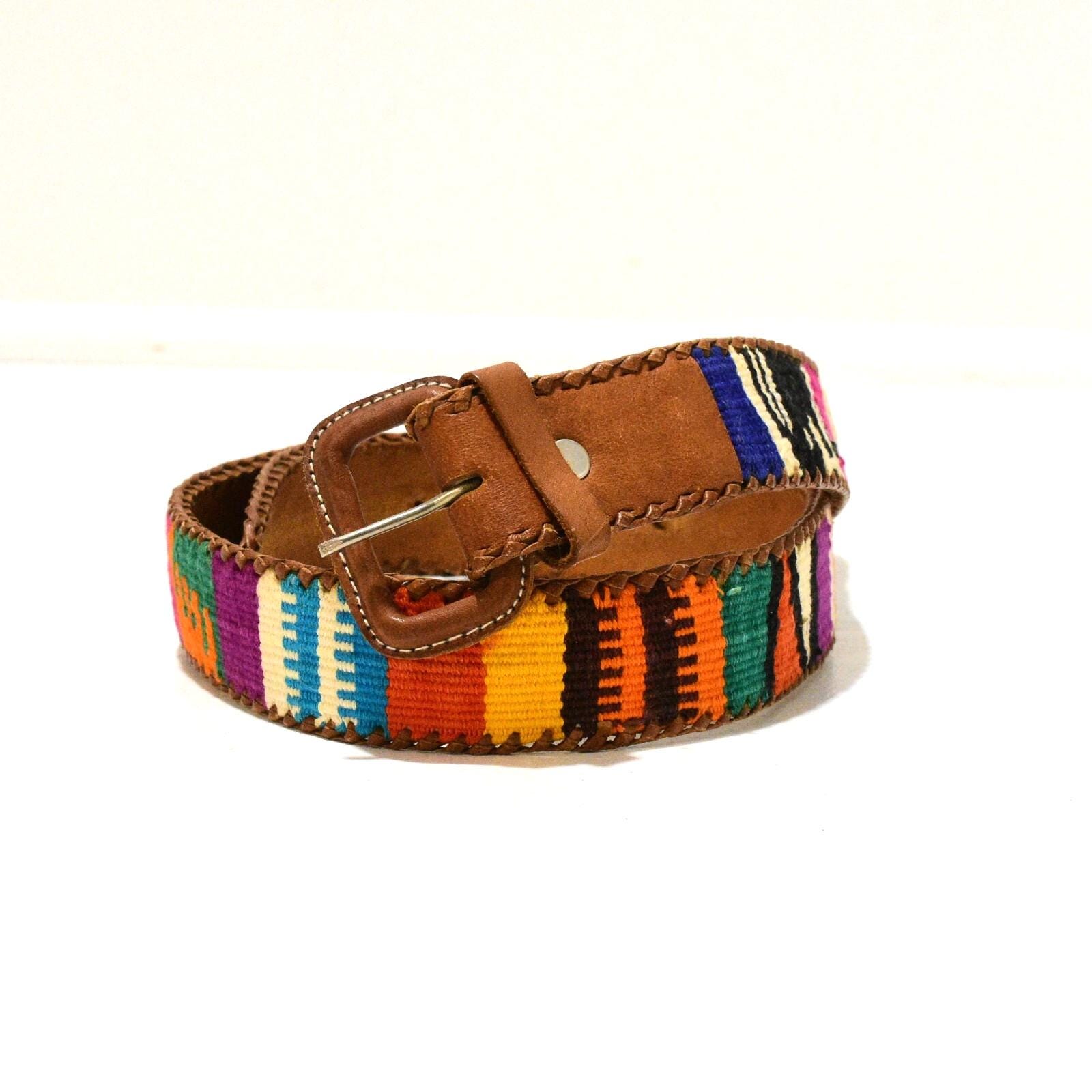 90s Vintage Woven Southwest Belt Aztec Mexican Festival Boho 