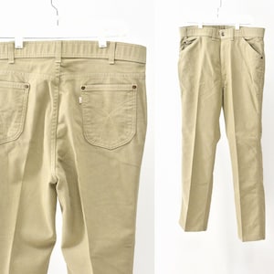 True 70s Vintage Mens 38 x 30 Levis For Men Tan Boot Cut Pants Made In USA