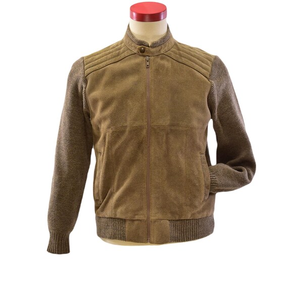 Vintage Van Heusen Suede Knit Sweater Jacket Mens Size M Etsy