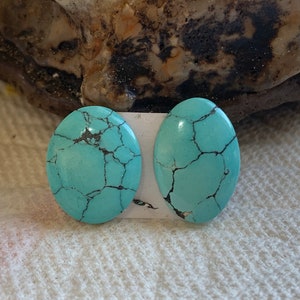 4x10x15mm and 4x12x14mm Oval Shape Natural turquoise cabs. For 2 PCS GBS056-2