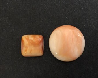 Orange Spiny Oyster Shell Round and square Cabochon Price for 2 piece