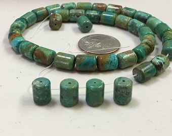 8x10mm Barrels shape Natural turquoise beads from Nevada About 15'L TP166