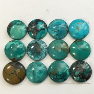 14mm Round. Natural turquoise cabochon. Natural turquoise cabs Mixed color Price for 12pcs T215