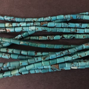 3x5mm Tubes Arizona turquoise Natural turquoise beads Deep Blue color. 15 inch