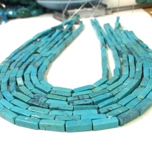 Natural Turquoise Square Tube Beads – Gemstone Beads, 16" Strand
