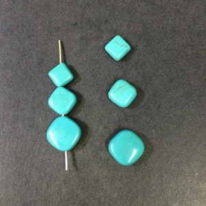 Square, Natural turquoise beads, Greenish blue, wonderful new shape,8mm, 9mm, 11mm, 6PCS