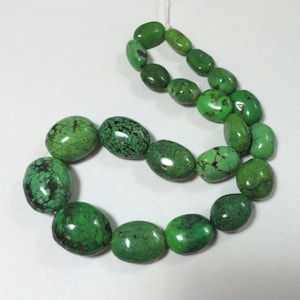 From 9x10mm to 20x26mm Mojave green graduated oval natural turquoise beads 16&#39;L TP152