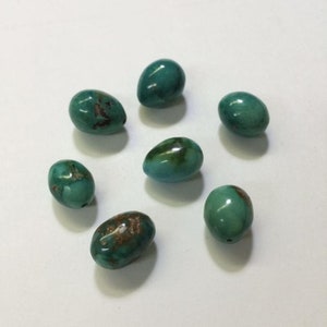 11x15mm to 12x17mm Egg shape. Turquoise oval, Quality natural turquoise. Untreated, Genuine turquoise, Greenish blue brown. 7 pieces TP612