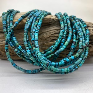 About 3mm Natural turquoise Heishi  15&quot; bead strand