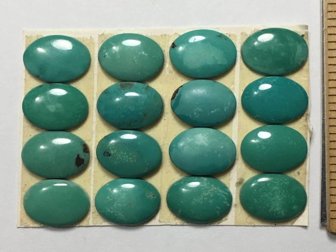 10x14mm Oval Turquoise Oval Cabs Natural Turquoise Cabochons Greenish ...