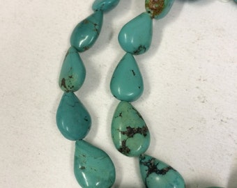 Approx 6x9x16mm Teardrop shape. Natural turquoise beads, Greenish blue color 25PCS and 16 inch strand