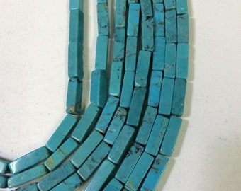 Piccole Perline Tubolari Rettangolari Turchesi Quadrate. 4X4X12Xmm. Turchese Naturale. Divertente E Funky!!! Pretty Coloring!! Filo Da 16 Pollici - Italia - Foto 7