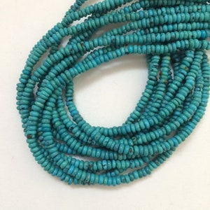 4.5mm Natural turquoise rondelles. turquoise beads from Hubei, China. Chinese blue. 16 inch strand.TP231 image 3