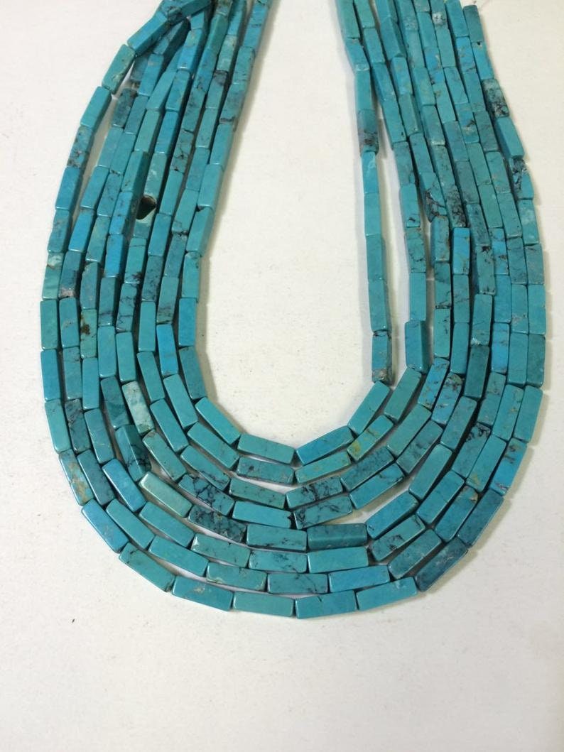 Piccole Perline Tubolari Rettangolari Turchesi Quadrate. 4X4X12Xmm. Turchese Naturale. Divertente E Funky!!! Pretty Coloring!! Filo Da 16 Pollici - Italia - Foto 9