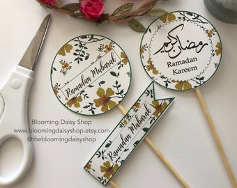 Ramadan Cupcake Topper Printable-Ramadan Mubarak Toppers-Digital-Ramadan decoration-Ramadan decor Cupcake toppers, Ramadhan Cupcake toppers