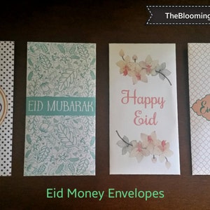 Eid Money Envelope-Eidi Envelopes-Eidee Envelopes-Eid Mubarak Money Packets-Set of 4 Eid Mubarak Envelope-Arabic calligraphy Eid Envelope image 2