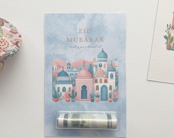 Eid Mubarak Money Card Holder: Set of 5 Eidi Cash Gift Envelopes