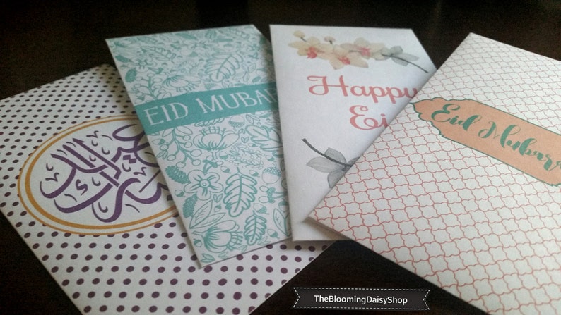 Eid Money Envelope-Eidi Envelopes-Eidee Envelopes-Eid Mubarak Money Packets-Set of 4 Eid Mubarak Envelope-Arabic calligraphy Eid Envelope image 3